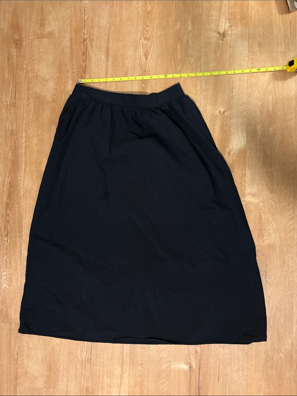 Wayf Black Cotton Maxi A-Line Skirt